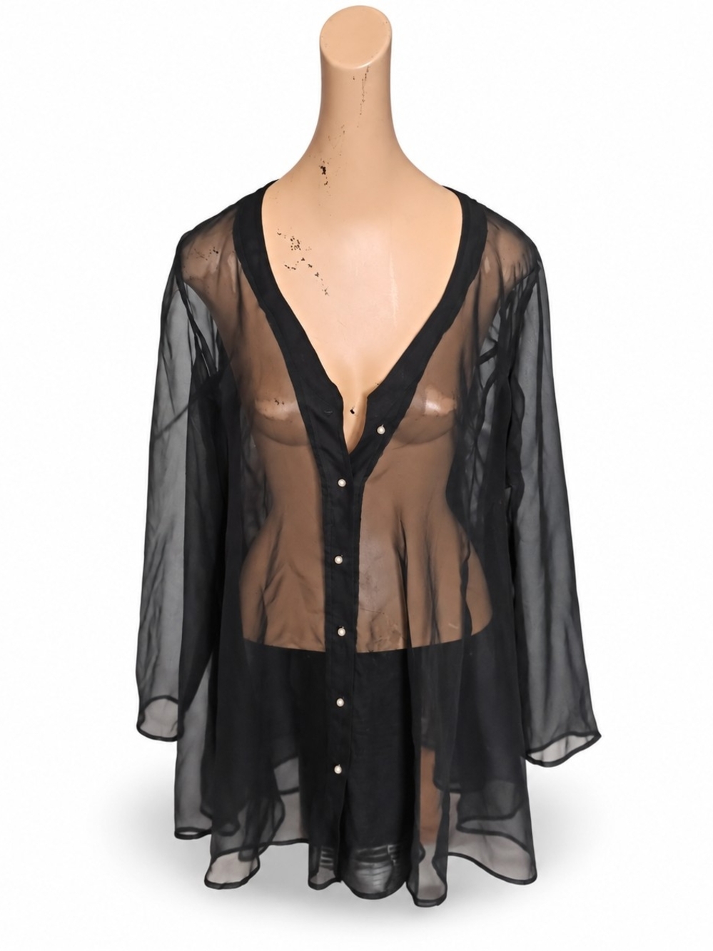 Betsey Johnson Sheer Button Down Blouse/ Robe - Women's: One Size.